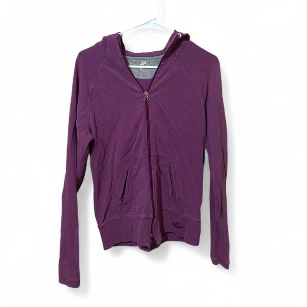 women's Nike lightweight cotton full-zip hoodie jacket - plum/fuchsia purple - M